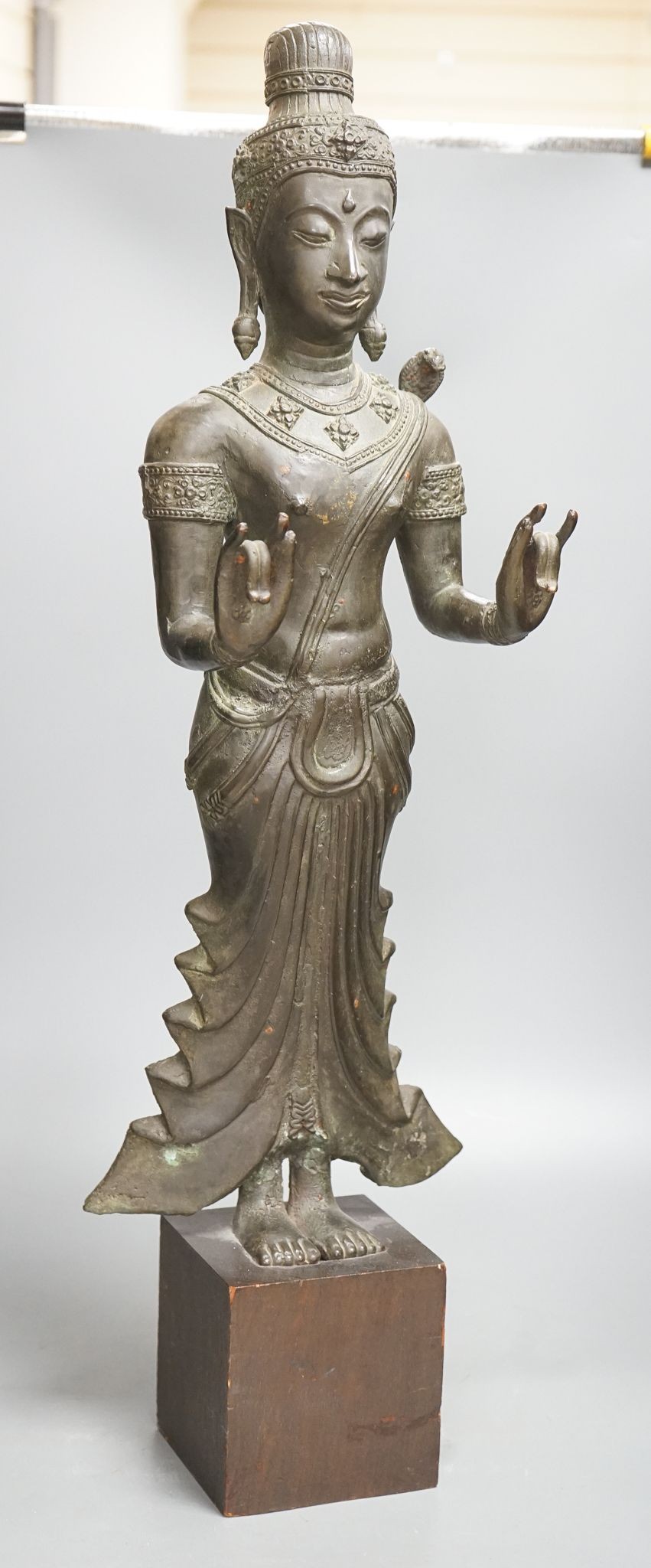 An Oriental large bronze figure of Buddha, 72cm